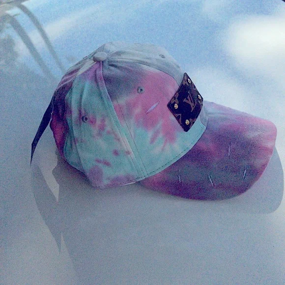 Hat, Up cycled, Hand Crafted, Patch, Tie Dye Hat, NWT, UNISEX! Lifes A Trip 6 Panel Hat (Black/Sage/ Dark Slate Tie Dye  main image 3